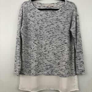 LOFT Sweater Pullover Sheer Chiffon Tail Detail